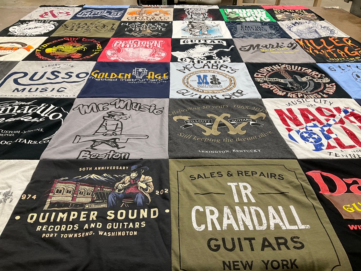 T-shirt quilt with music, guitar themes by Bonnielee from FL