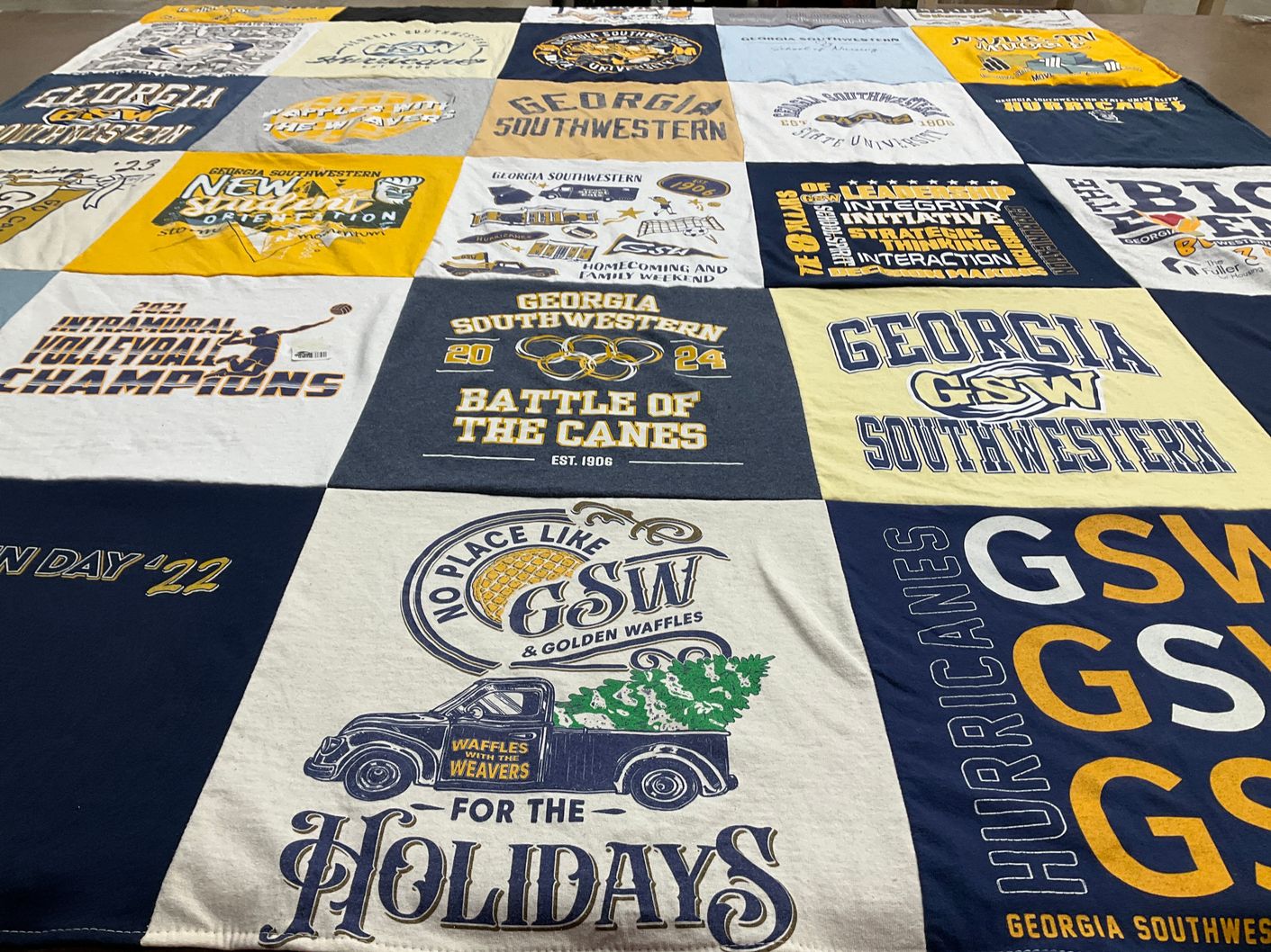 T-shirt quilt featuring georgia southwestern hurricanes by Allie from GA