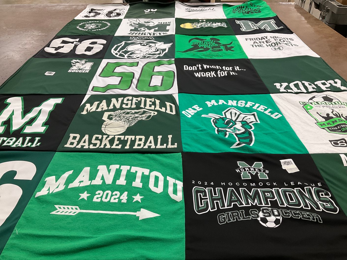 T-shirt quilt featuring mansfield hornets by Tammi from MA