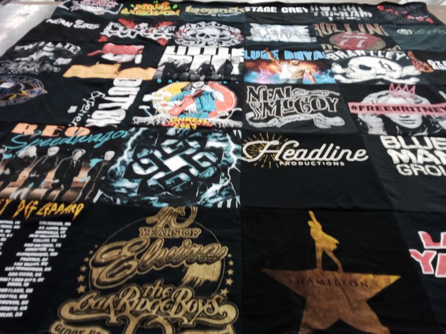 T-shirt quilt with music, theater themes by lauren from MO