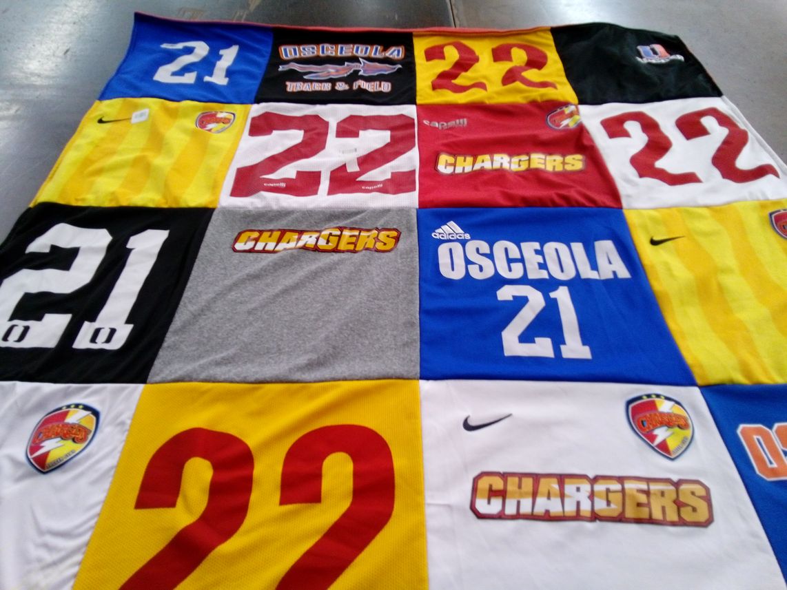 T-shirt quilt featuring osceola chargers by Kristin from FL