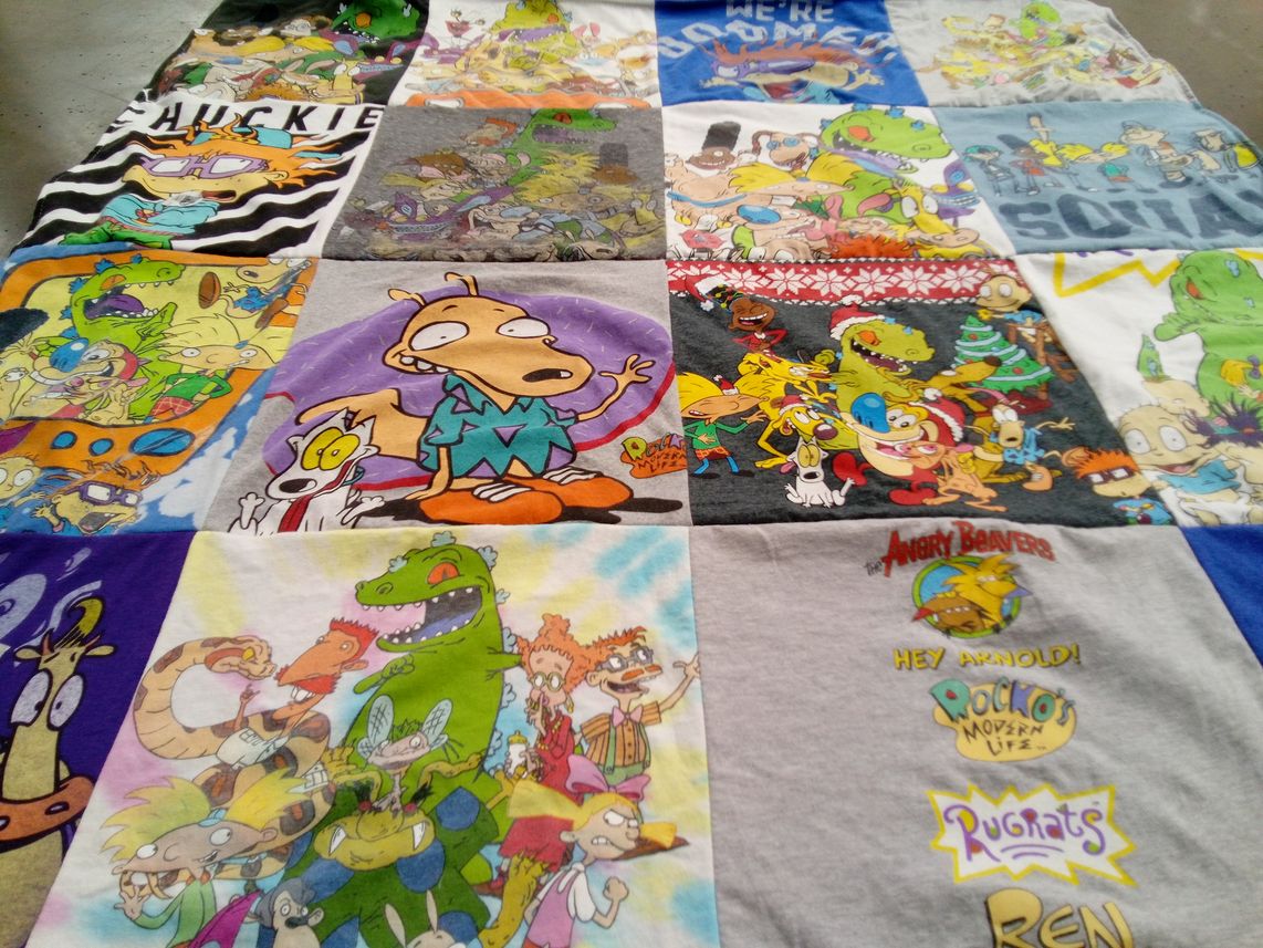 T-shirt quilt with animation, cartoons themes by Kathy from PA