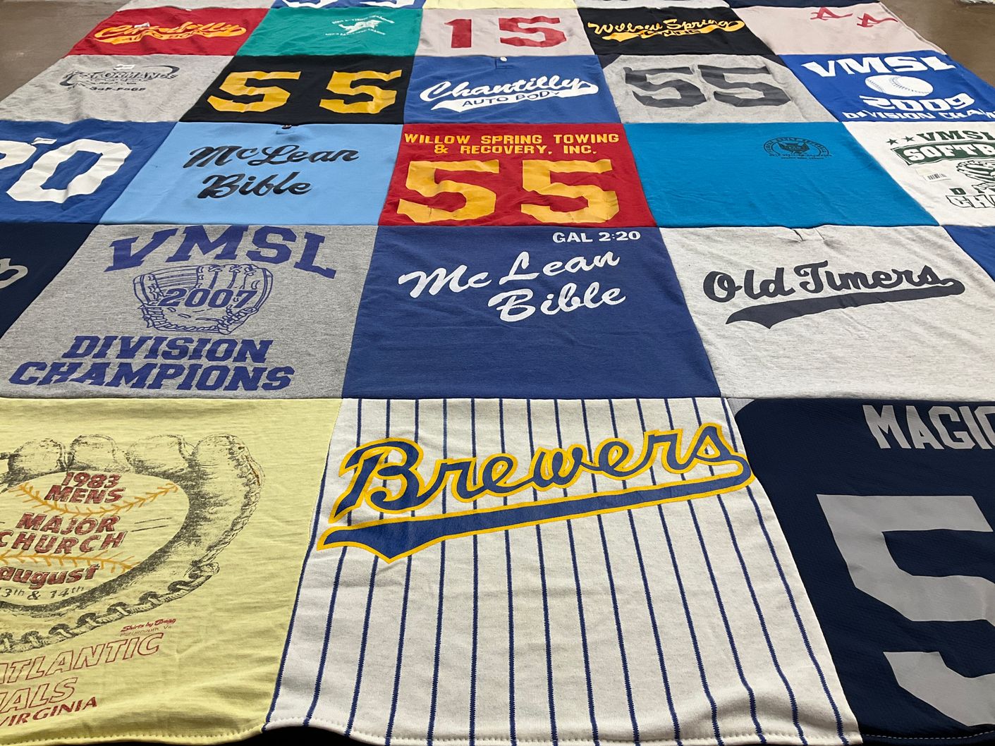 T-shirt quilt featuring vmsl division champions by Cheryl from VA