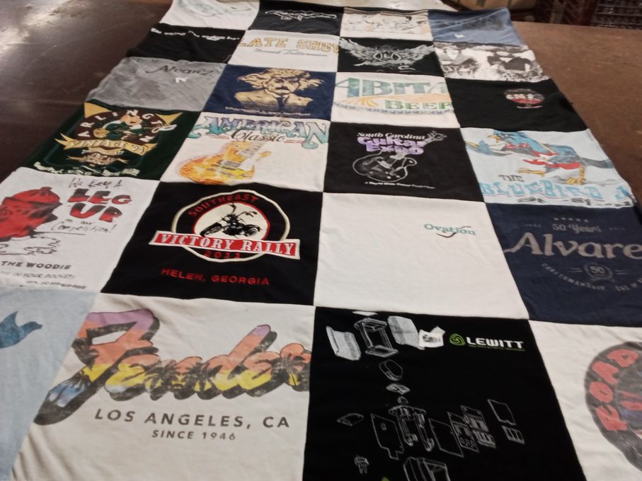 T-shirt quilt with music, beer themes by Kim from SC