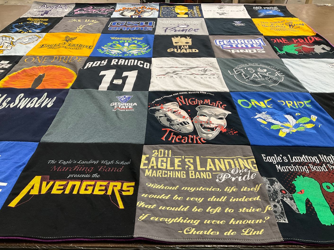 T-shirt quilt from eagle's landing high school, georgia state university by Grace from GA