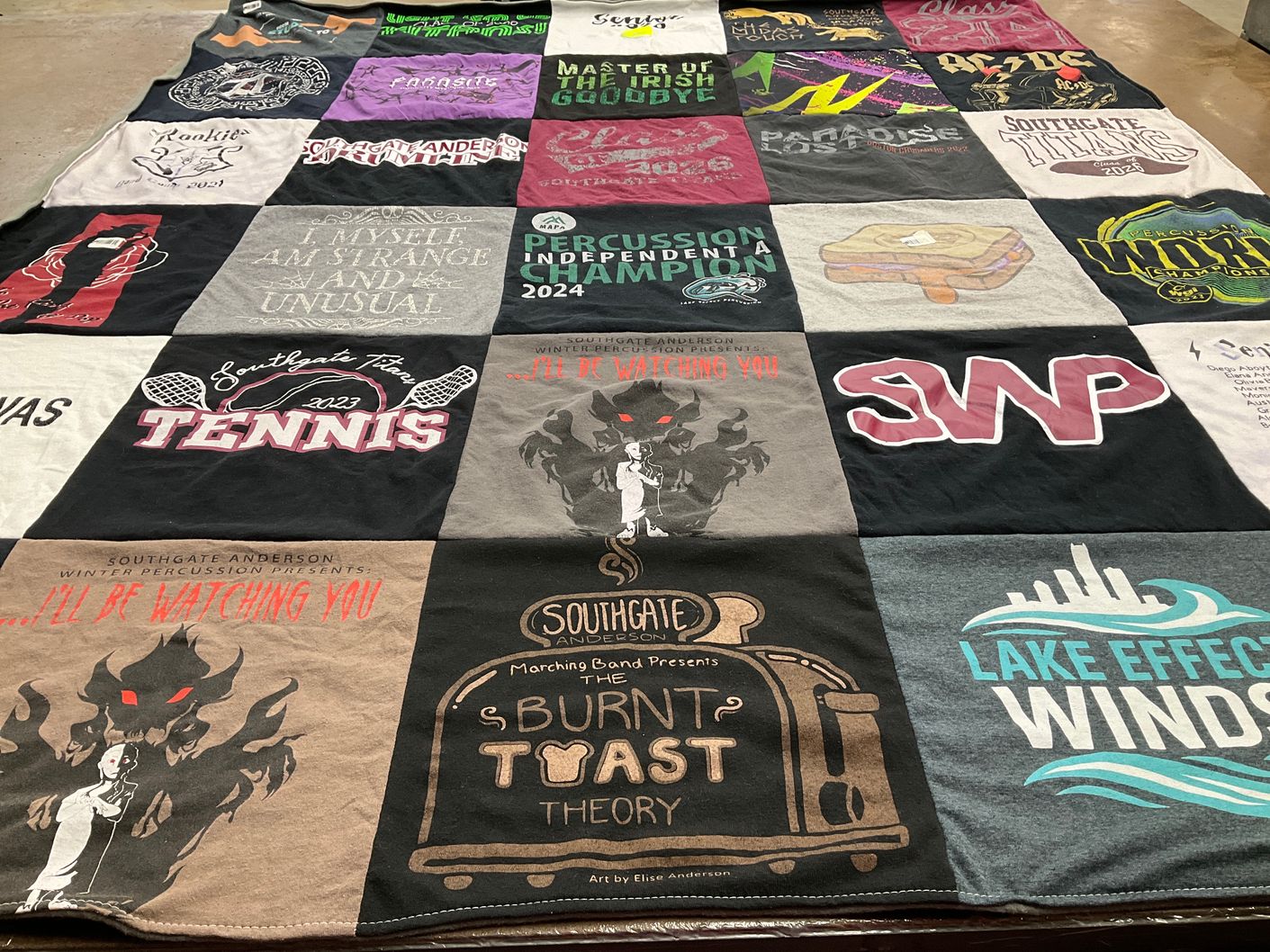 T-shirt quilt featuring southgate tennis by Devon from MI