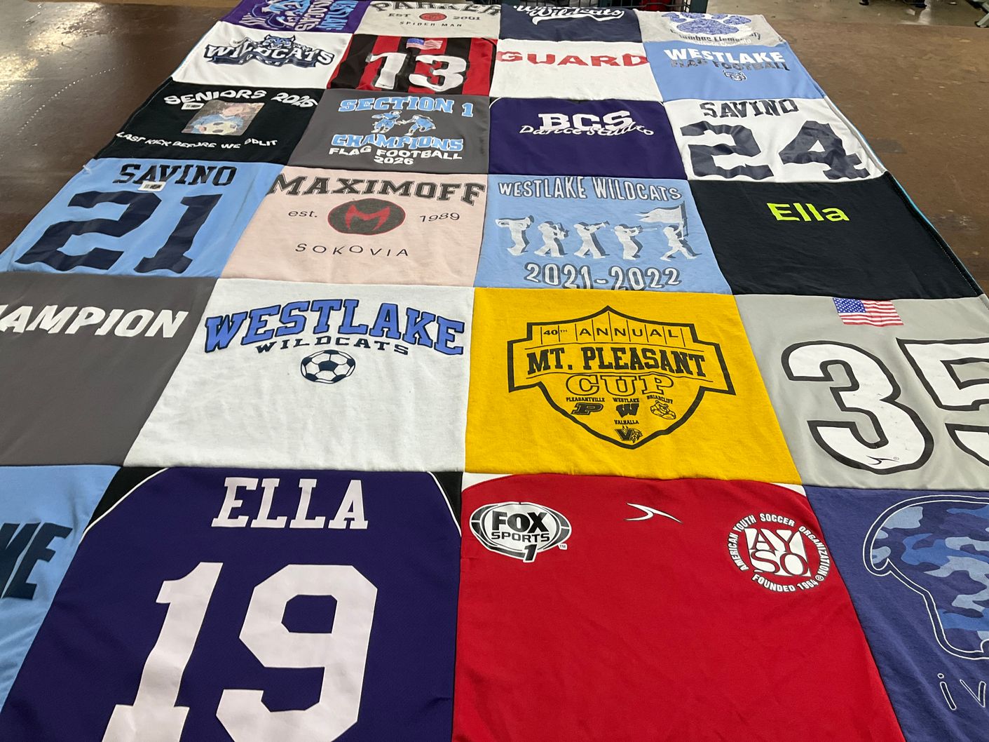 T-shirt quilt featuring westlake wildcats by Daniela from NY