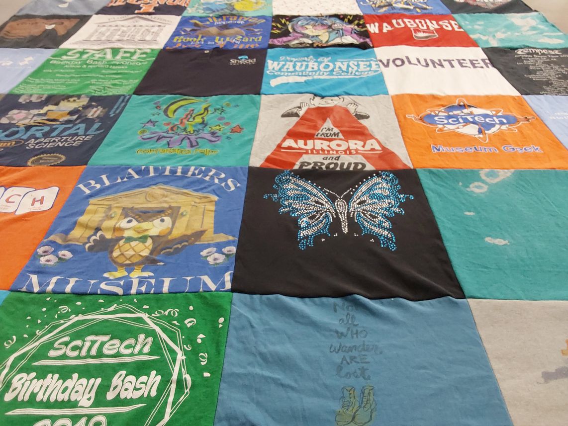 T-shirt quilt from waubonsee community college by Larry from IL