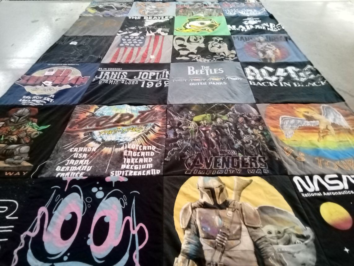 T-shirt quilt with music, movies themes by Kevin from VA