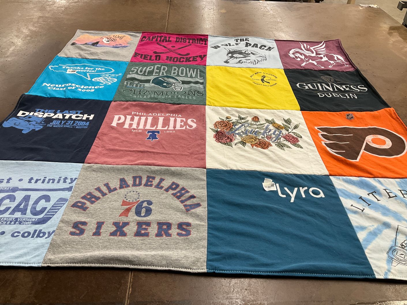 T-shirt quilt featuring philadelphia phillies, philadelphia sixers by Kara from PA