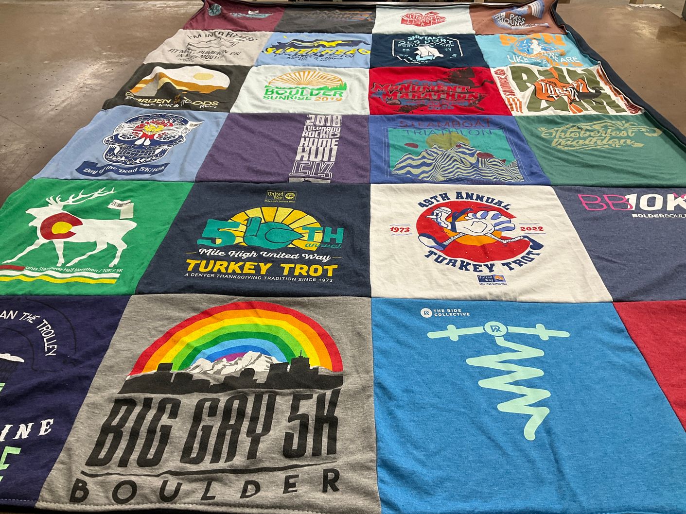 T-shirt quilt with running, events themes by Courtney from ME
