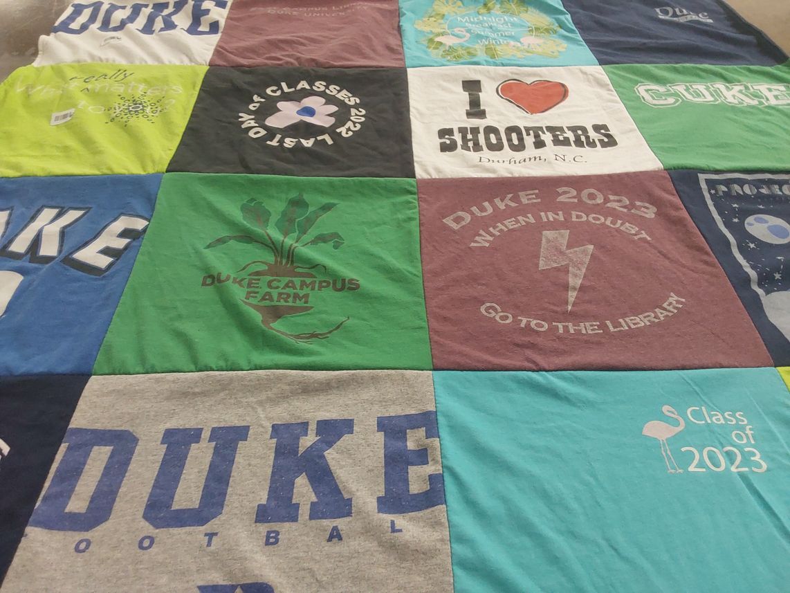 T-shirt quilt featuring duke football by David from VA