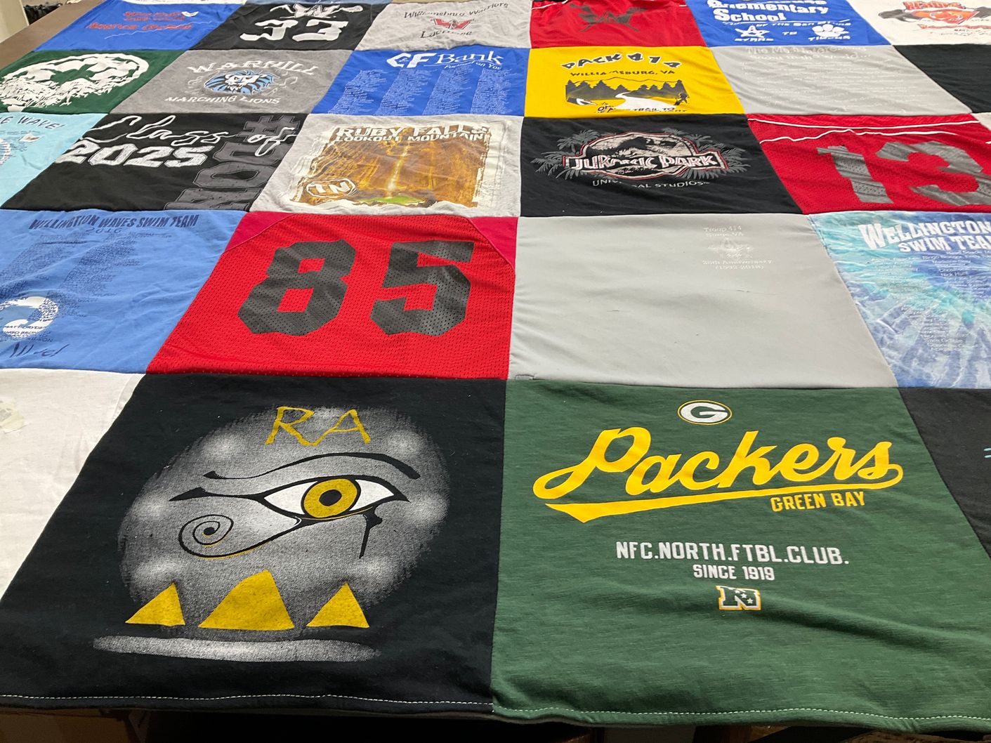 T-shirt quilt featuring green bay packers by Christine from VA