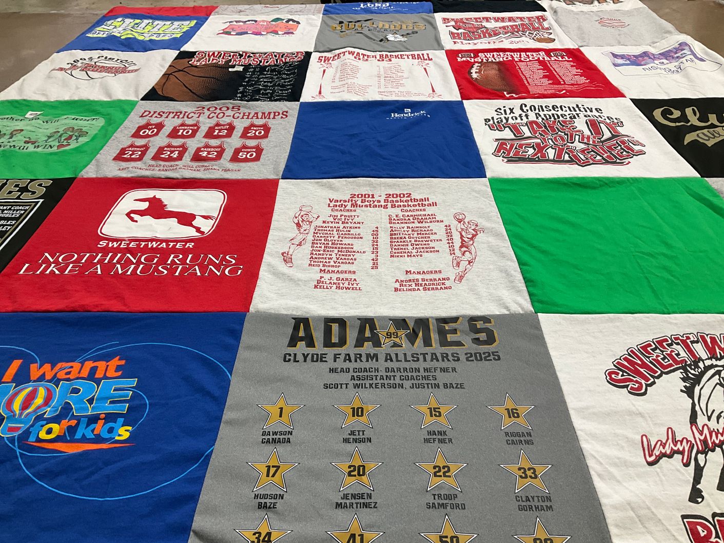 T-shirt quilt from sweetwater high school by Jan from TX
