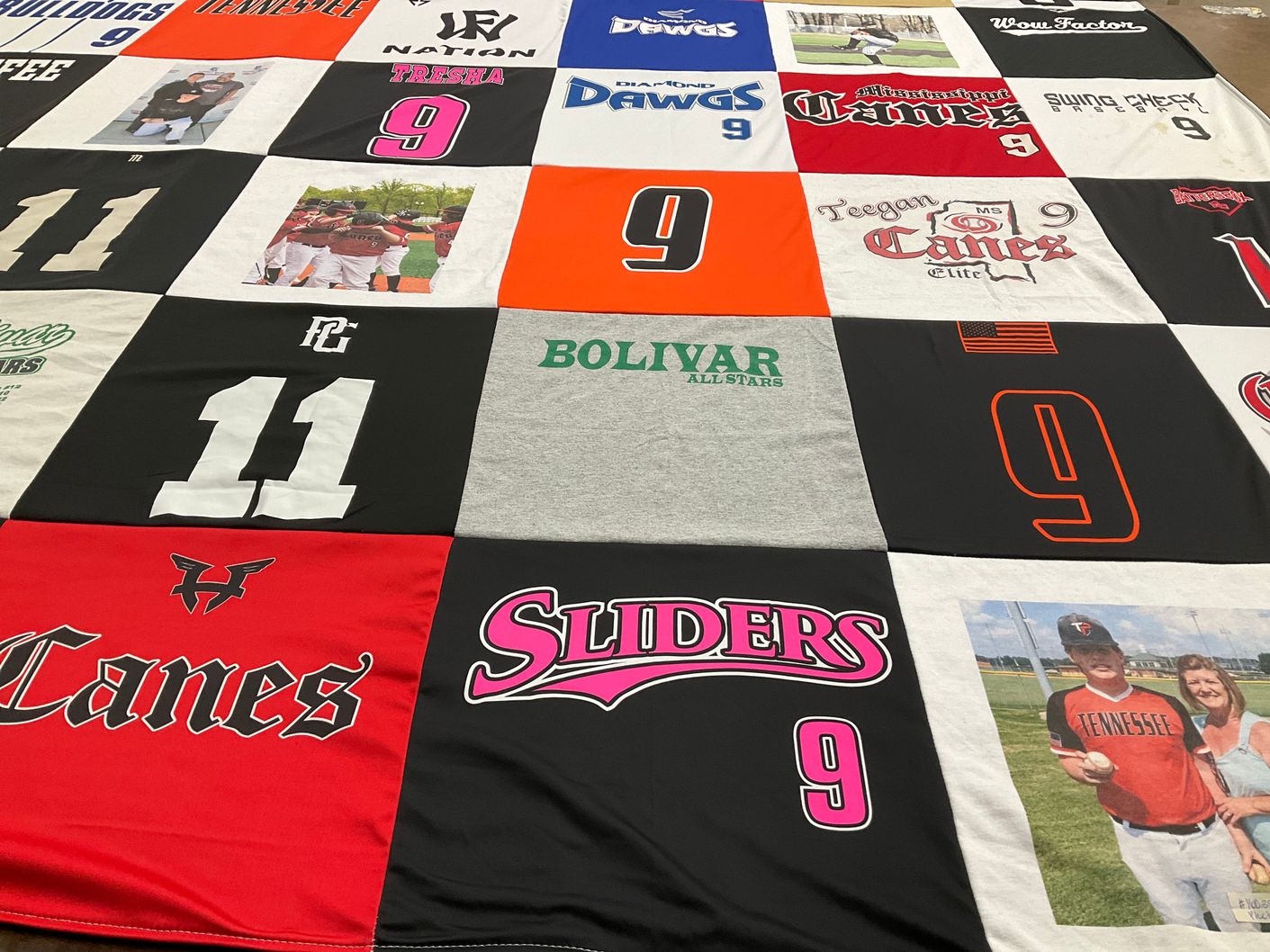 T-shirt quilt featuring canes, sliders by Gregory from TN