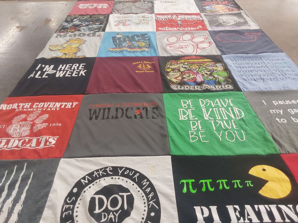 T-shirt quilt featuring owen j roberts wildcats by Marisa from PA