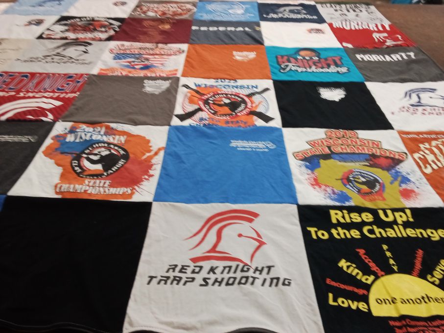 T-shirt quilt from red knight trap shooting by Mei Lin from WI