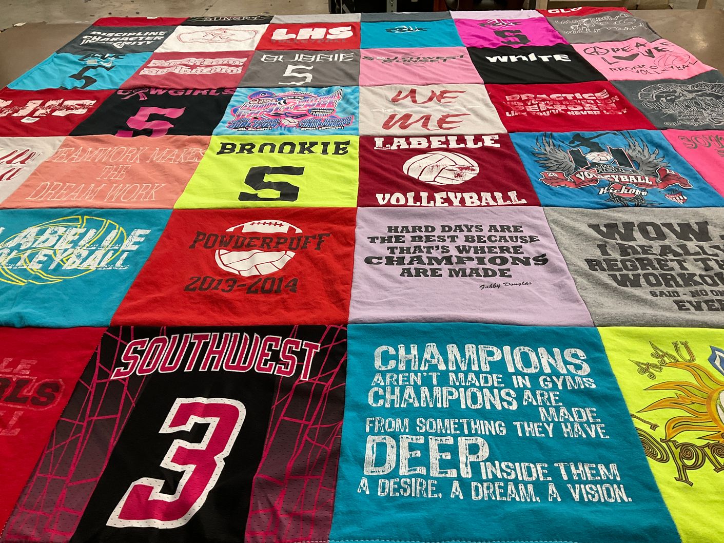 T-shirt quilt featuring southwest high school volleyball by Kim from FL