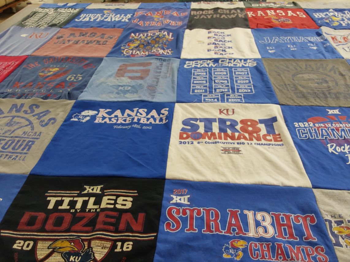 T-shirt quilt featuring kansas jayhawks basketball by Katie from NY