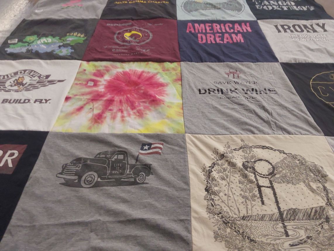 T-shirt quilt with crafting, quilting themes by Alicia from AZ