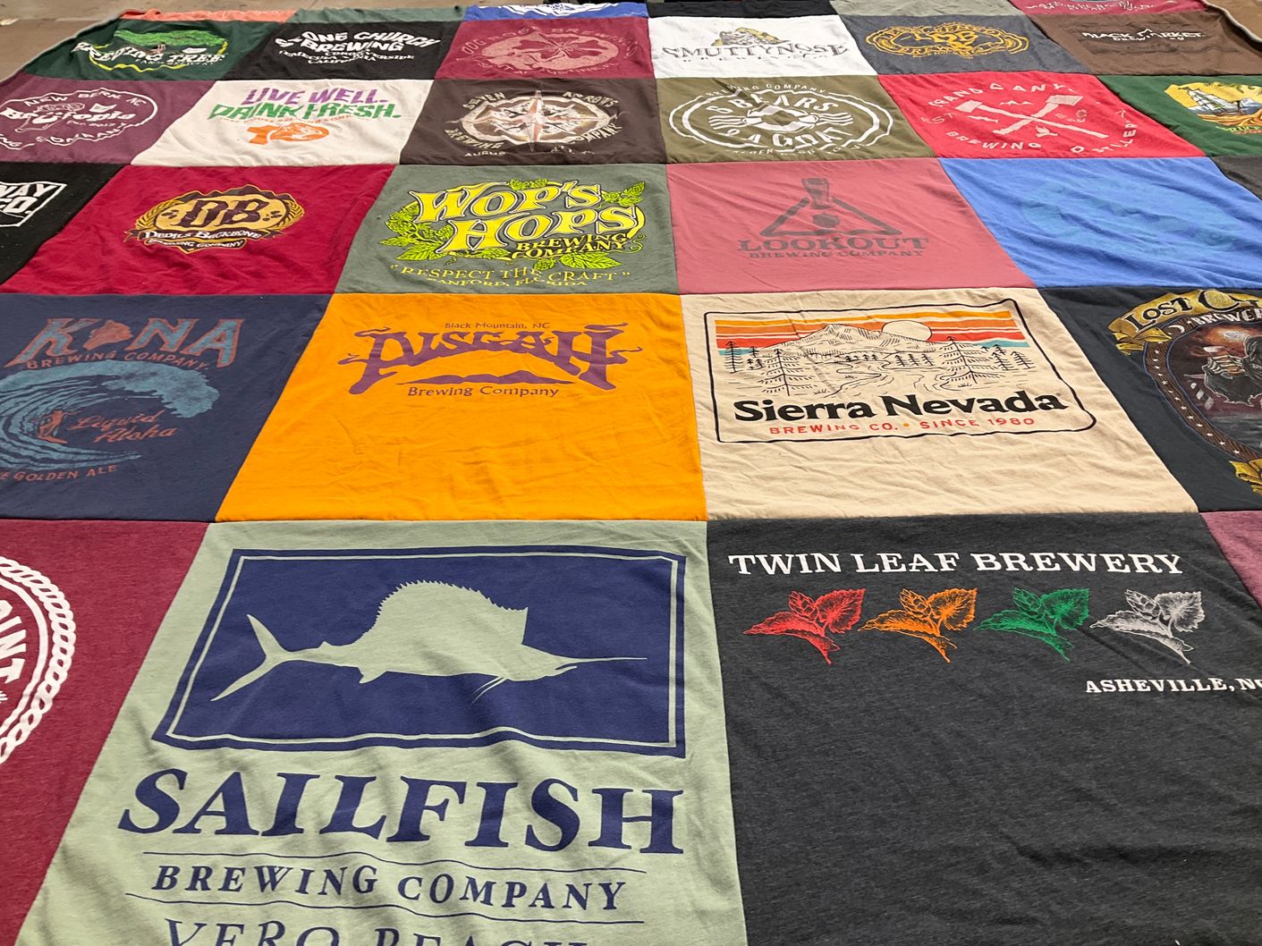 T-shirt quilt with craft beer, brewing themes by Robert from VA