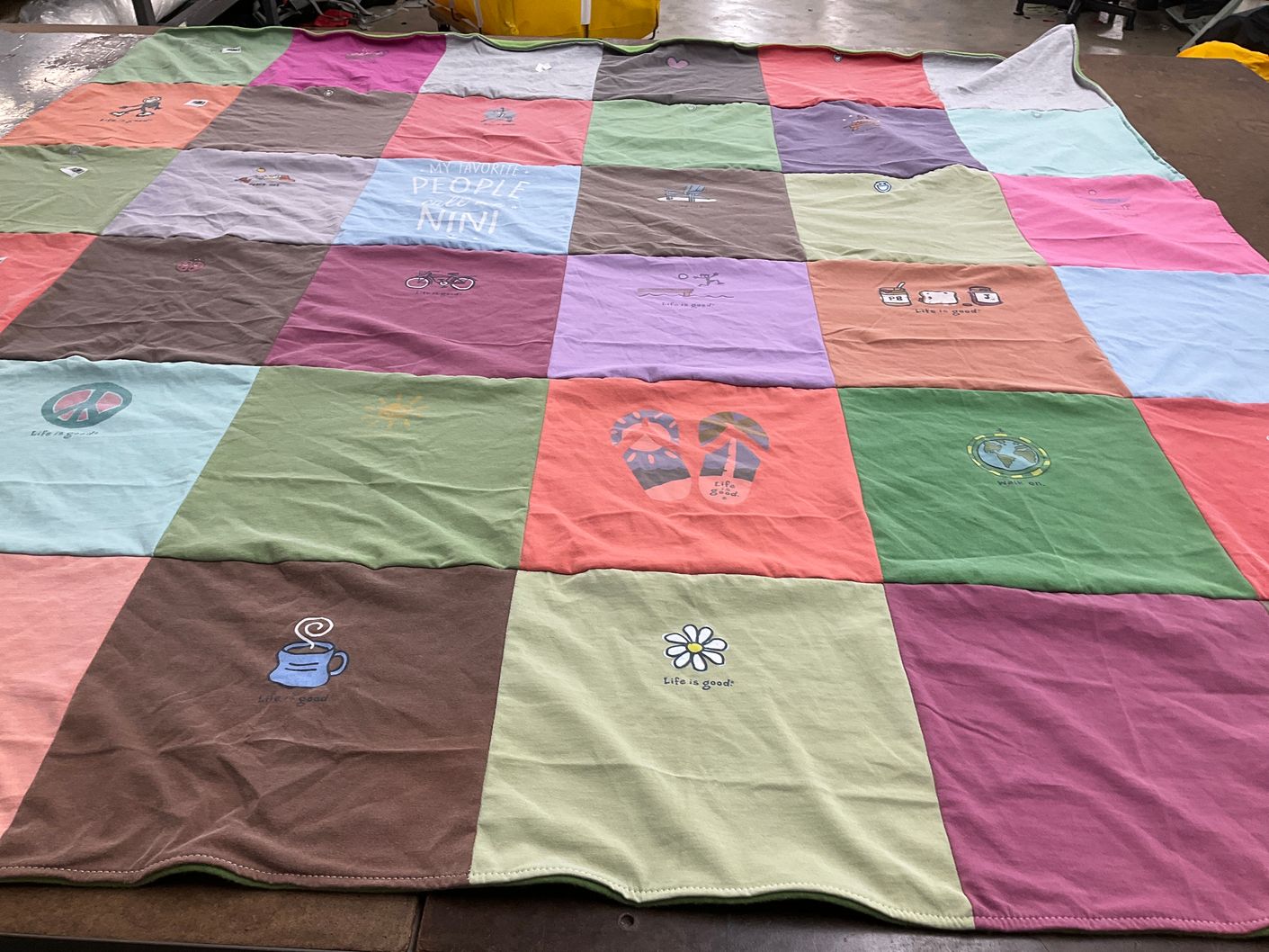 T-shirt quilt with travel, outdoors themes by Marissa from CT