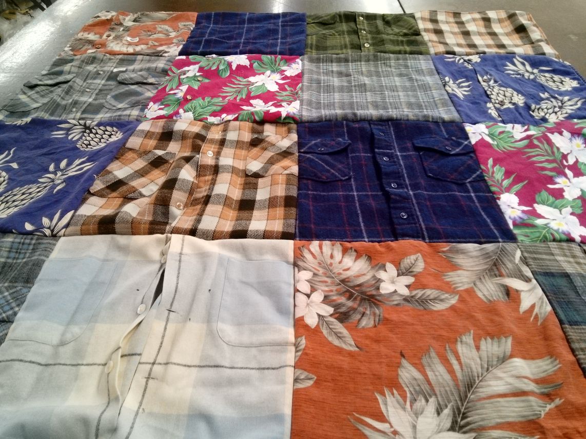 T-shirt quilt with fashion, textiles themes by Carolyn from CA
