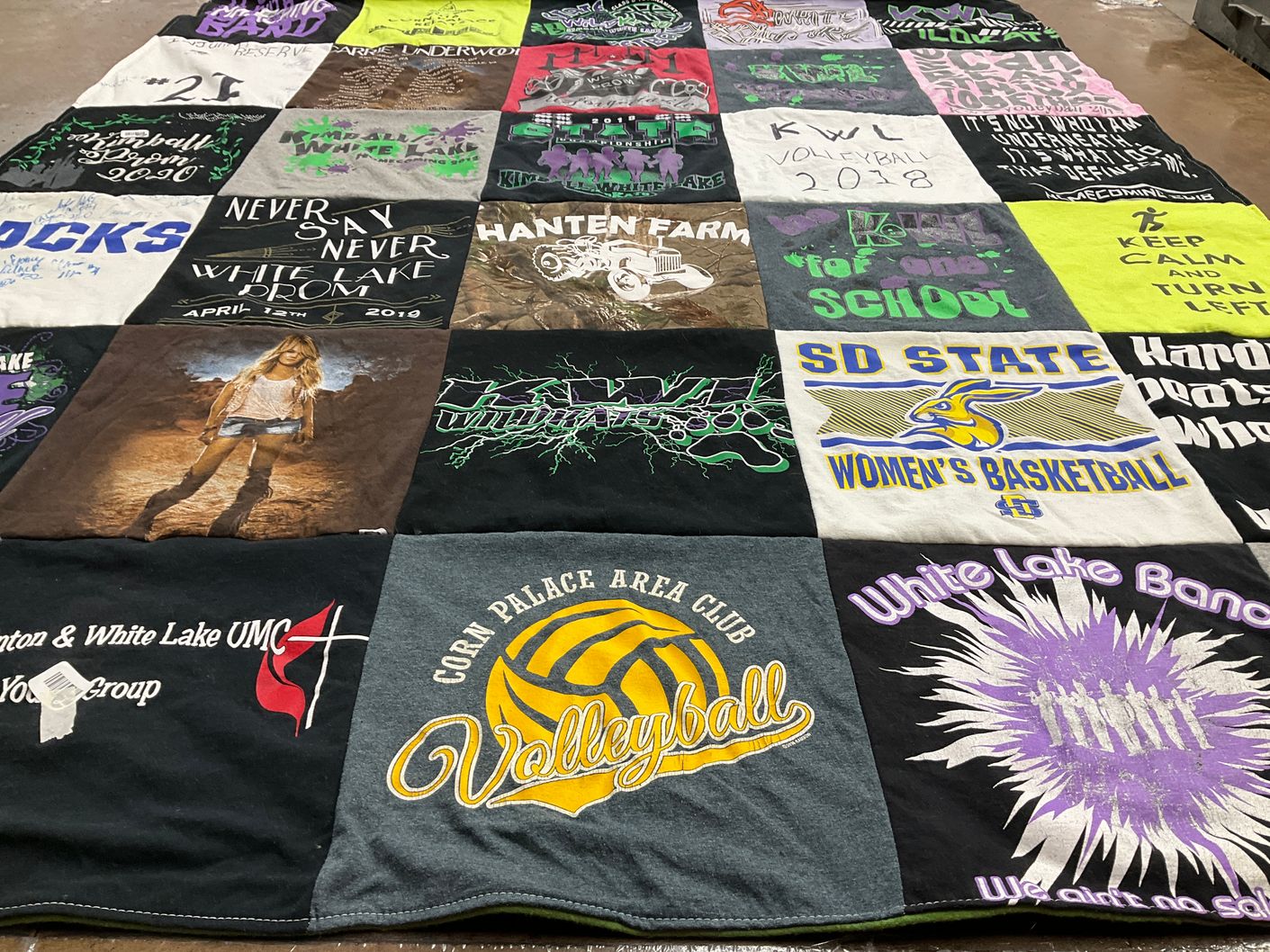 T-shirt quilt from south dakota state university by Rebecca from SD