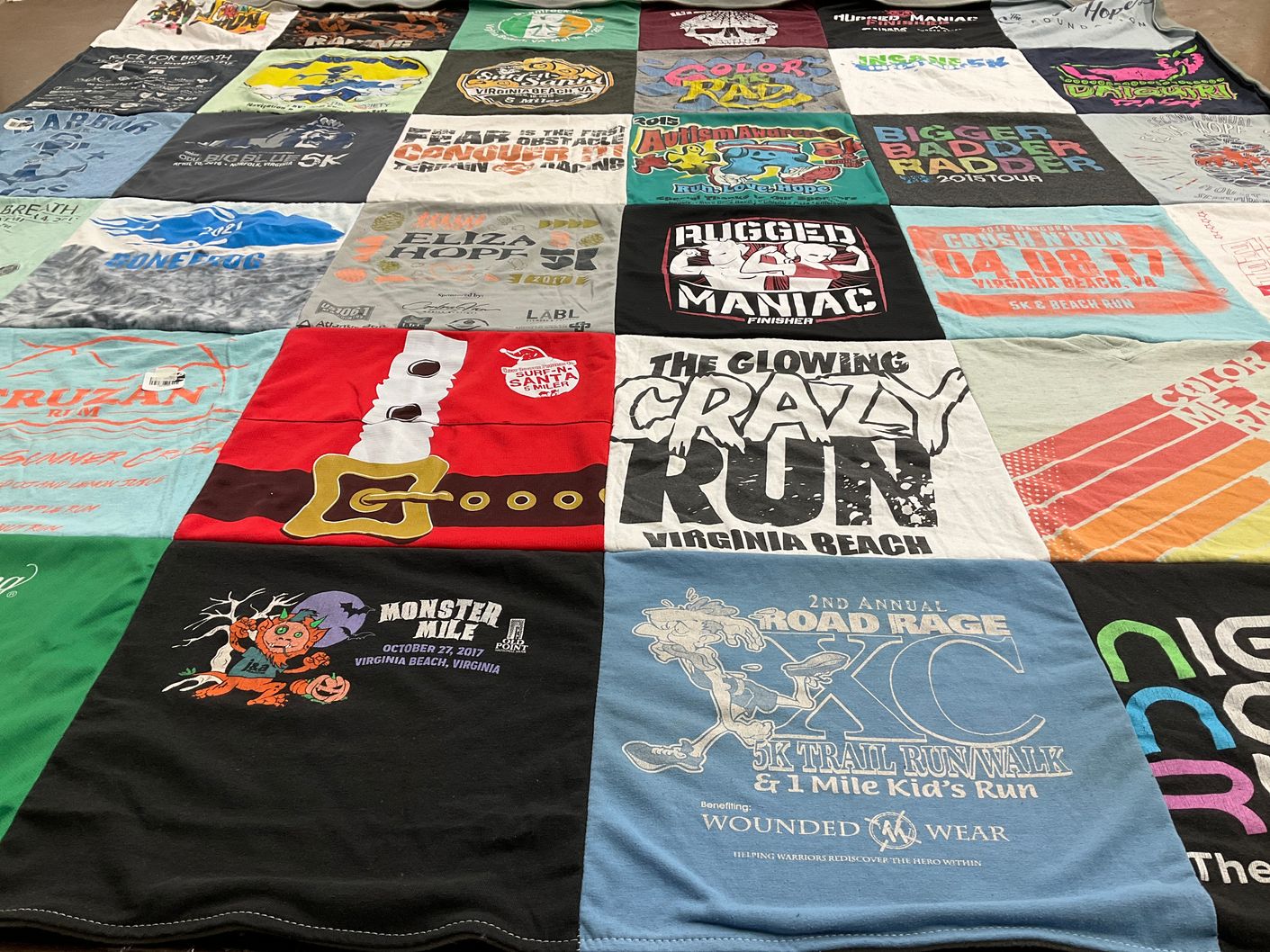 T-shirt quilt with running, races themes by Jenna from VA