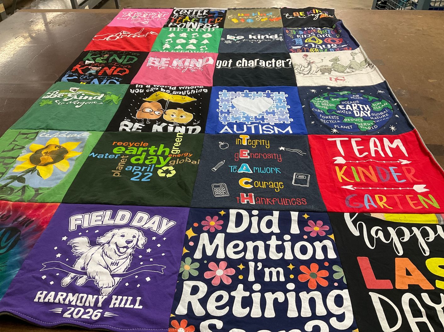 T-shirt quilt from harmony hill elementary school by Christine from NY