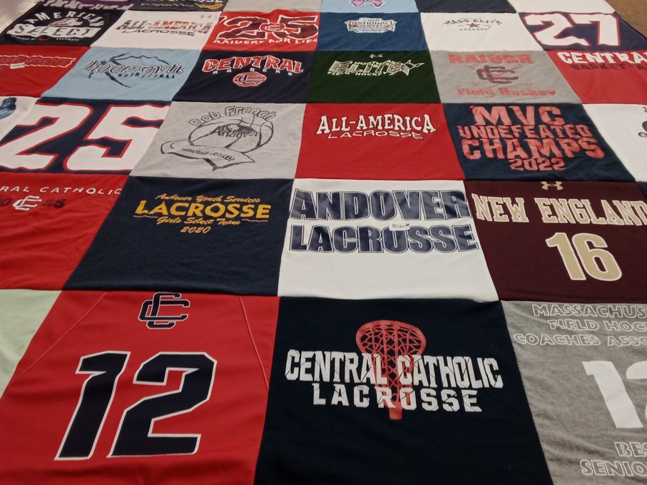 T-shirt quilt featuring raiders lacrosse, andover lacrosse by lisa from MA