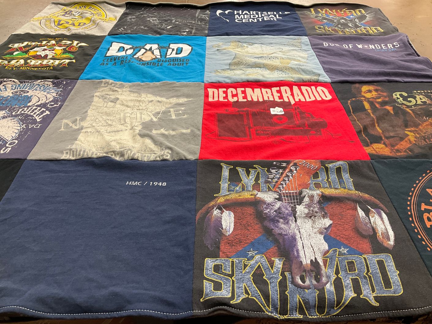 T-shirt quilt with music, family themes by Sharon from AL