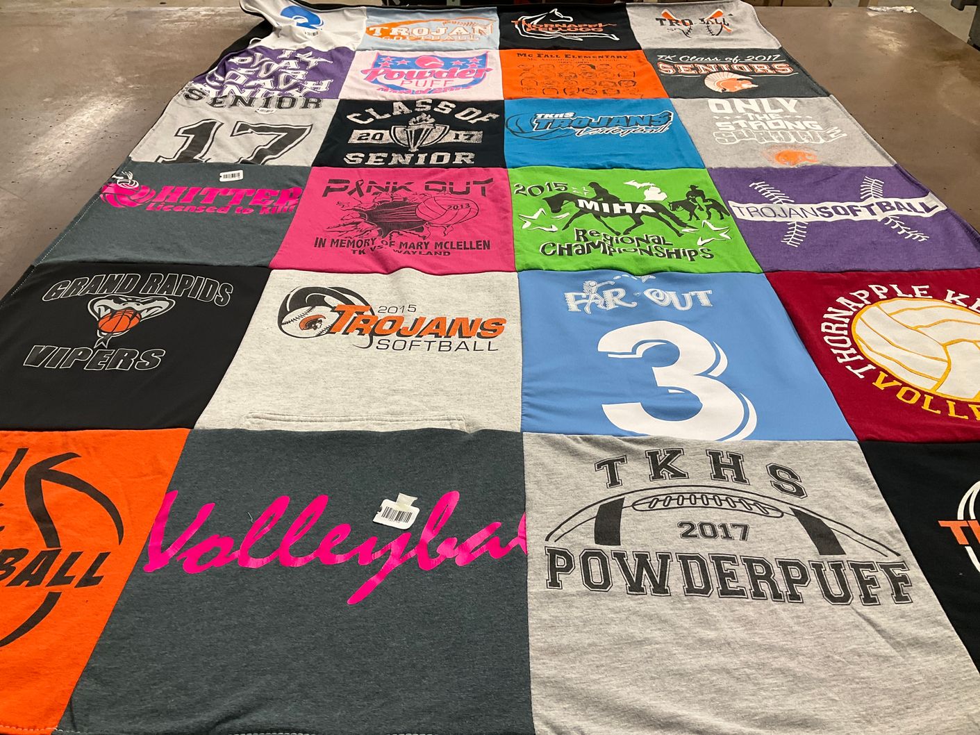 T-shirt quilt featuring thornapple kellogg trojans, grand rapids vipers by Lori from OK