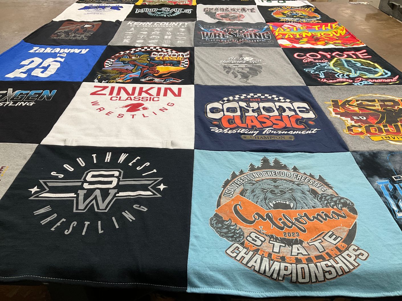 T-shirt quilt featuring southwest wrestling by Melissa from CA