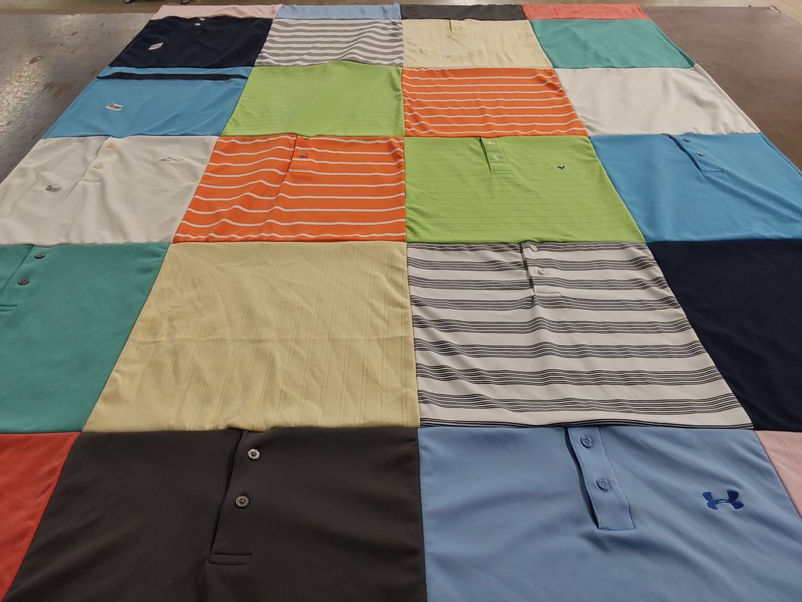T-shirt quilt with golf, sports themes by Angela from TN