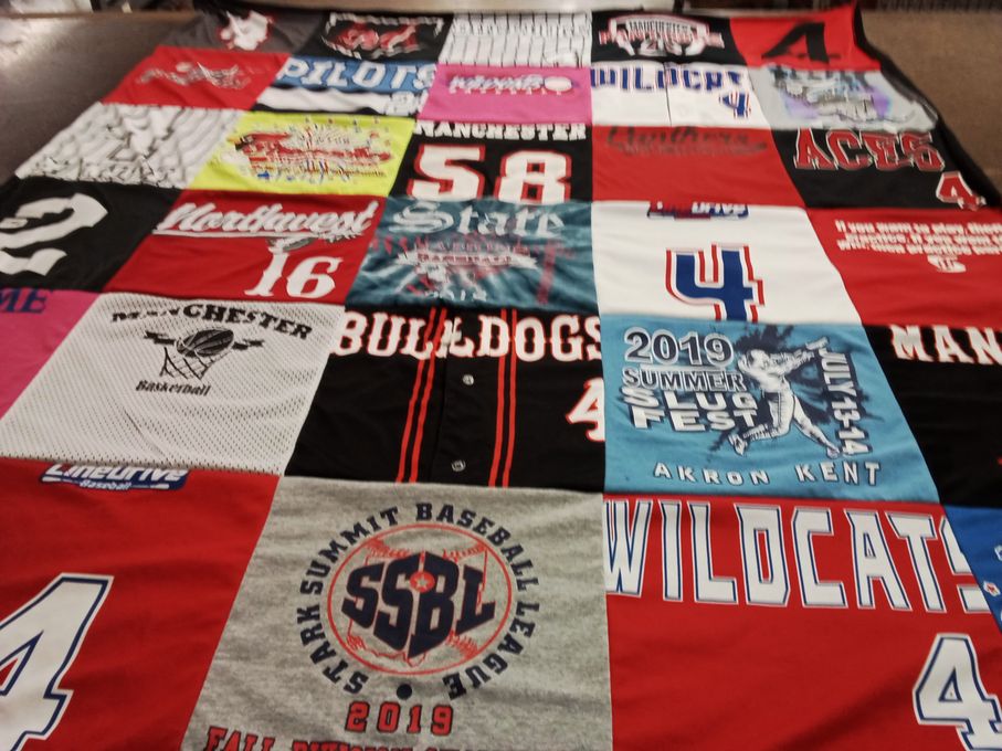 T-shirt quilt featuring wildcats baseball, bulldogs baseball by Liz from OH