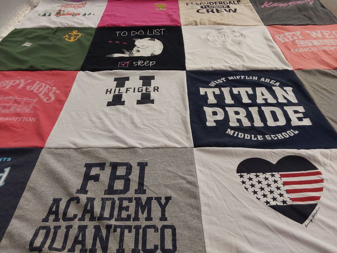 T-shirt quilt from west mifflin area middle school by Dennis from PA
