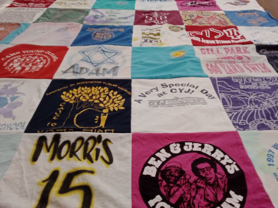 T-shirt quilt with judaism, camping themes by Karen from PA