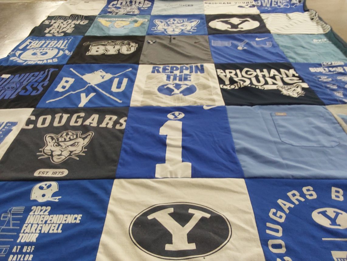 T-shirt quilt featuring brigham young university cougars by Lynette from VA