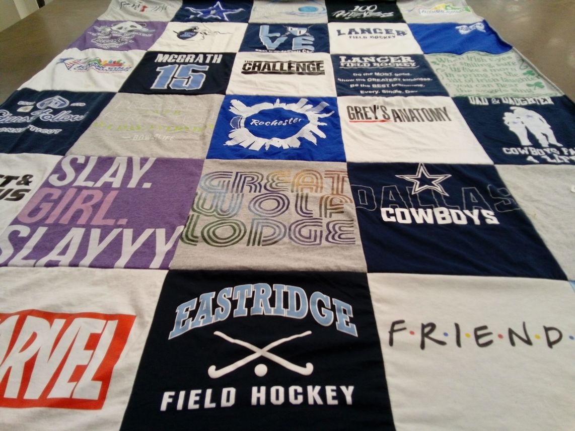 T-shirt quilt from eastridge high school by Laurie from NY