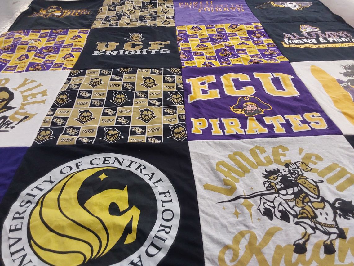 T-shirt quilt featuring ucf knights, ecu pirates by Susan from FL