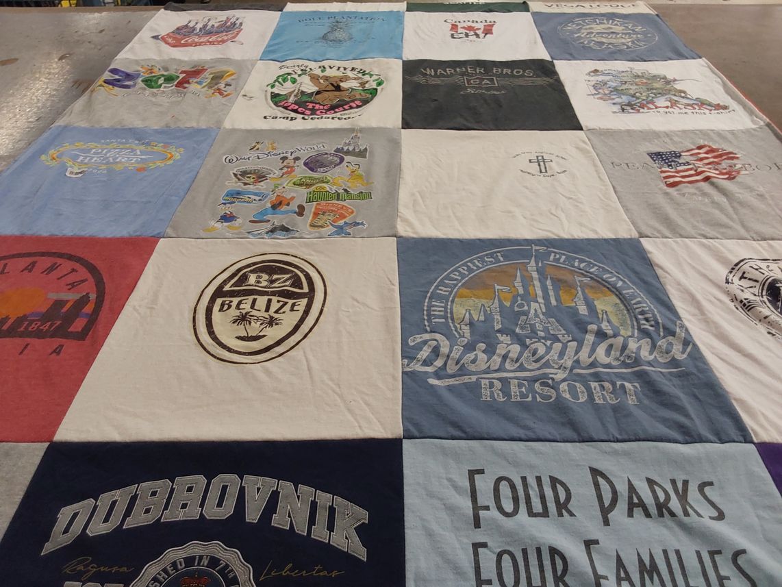 T-shirt quilt with travel, disney themes by Nicole from TX