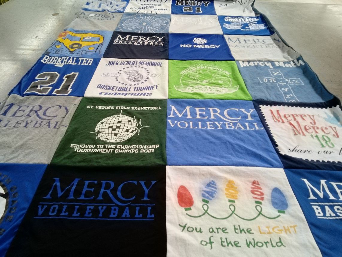 T-shirt quilt featuring mercy volleyball, st. george girls basketball by Crystal from LA