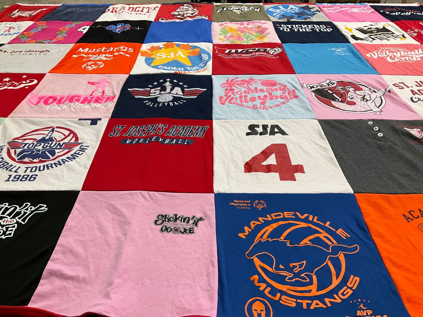 T-shirt quilt featuring mandeville mustangs by Crystal from LA