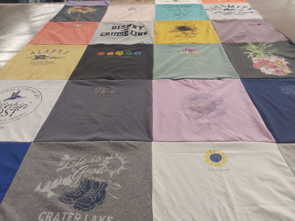 T-shirt quilt with travel, nature themes by Sheryl from CA