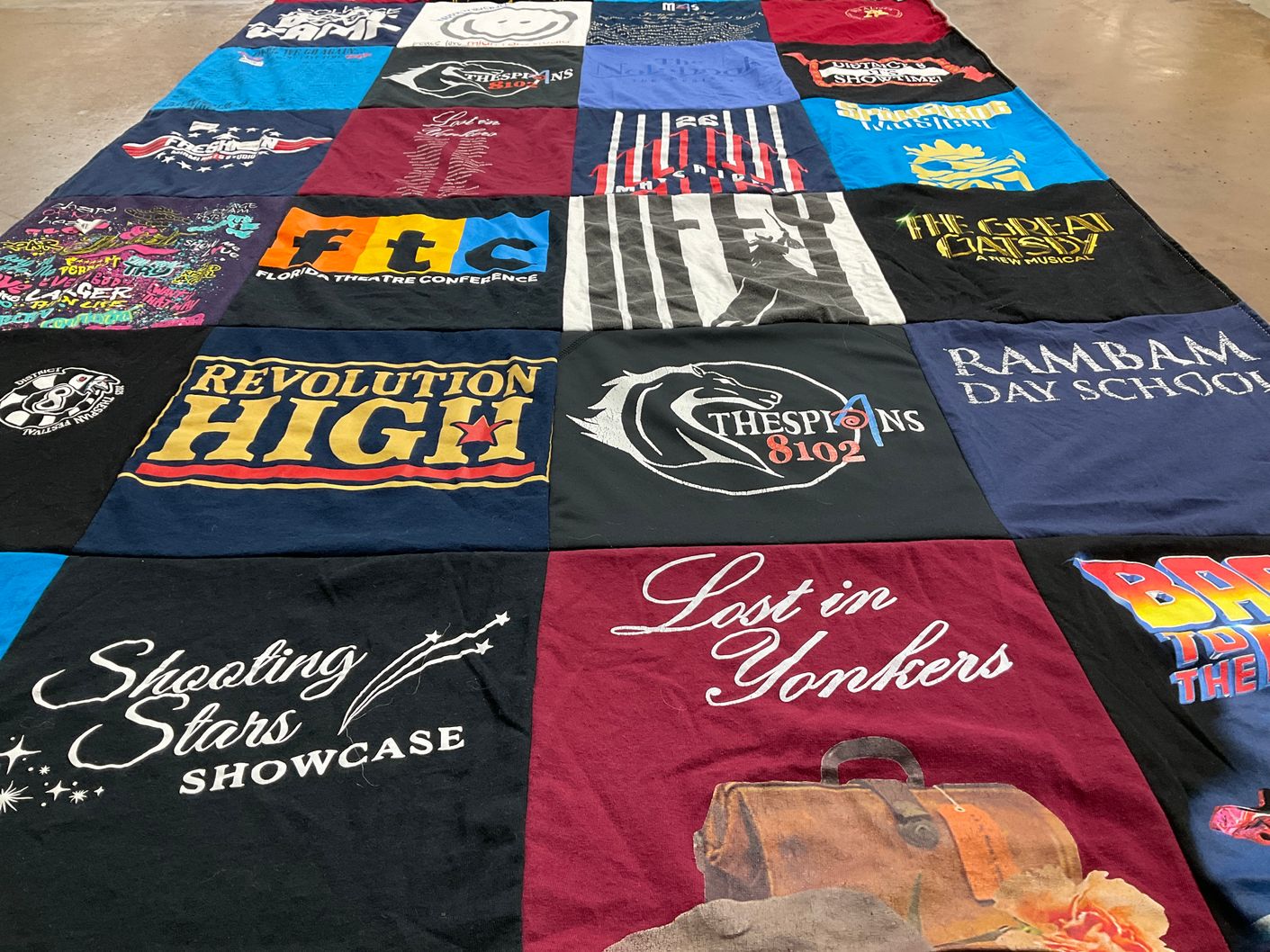 T-shirt quilt from revolution high school, rambam day school by michelle from FL