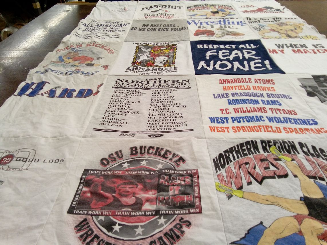 T-shirt quilt featuring annandale high school wrestling team, hayfield high school wrestling team by Mary from VA