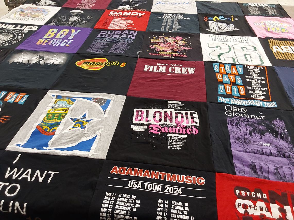 T-shirt quilt with music, concerts themes by Lori from VA