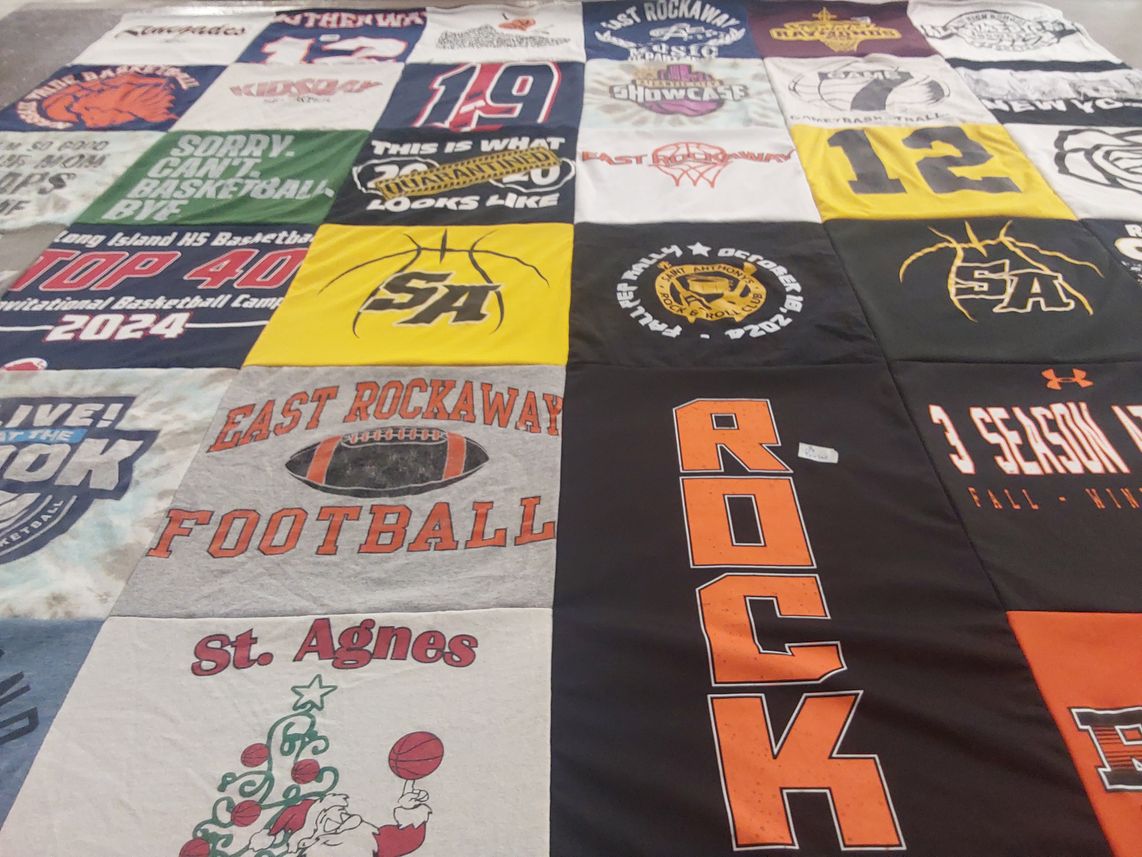 T-shirt quilt featuring east rockaway football by Shannon from NY