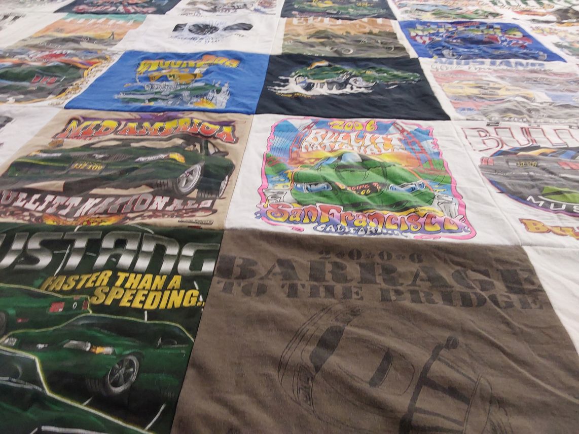 T-shirt quilt with cars, racing themes by Kurt from FL